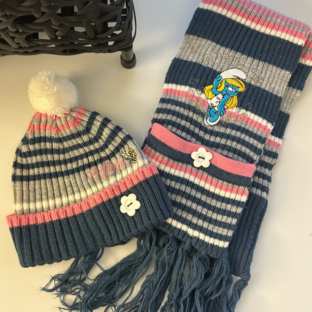 ORIGINAL MARINES Toddler Smurfette Hat and Scarf Set